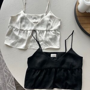 Wilfred Lover Satin Cami Pair in Black and Cream
